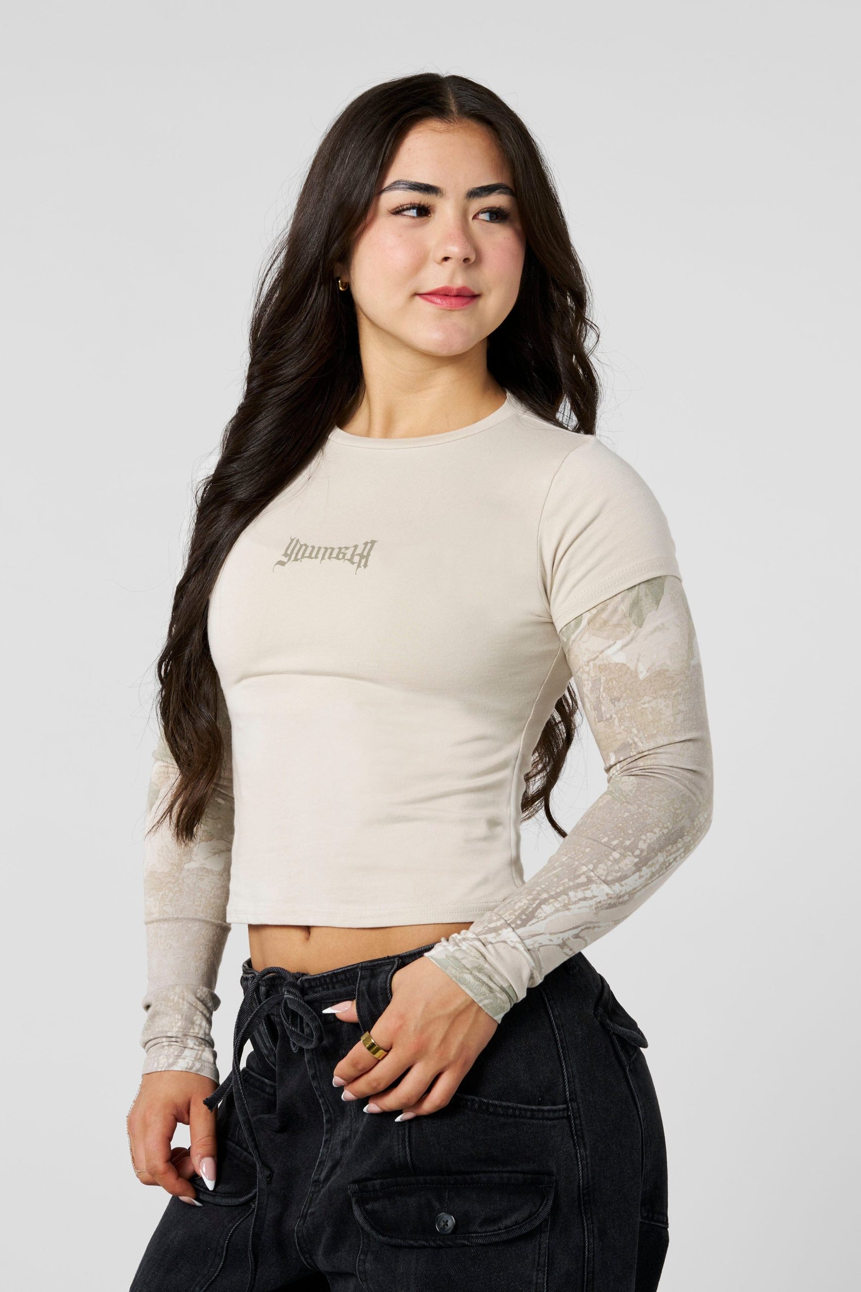 W4293 - Camo Twofer Baby Tee - Image 5